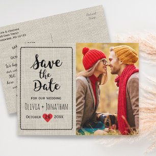 Rustic slaat de datum op hart — Charge Aankondigingskaart