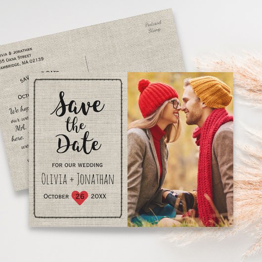 Rustic slaat de datum op |  hart — Charge Aankondigingskaart