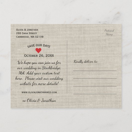 Rustic slaat de datum op | hart — Charge Aankondigingskaart (Achterkant)