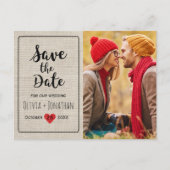 Rustic slaat de datum op |  hart — Charge Aankondigingskaart (Voorkant)