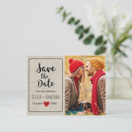 Rustic slaat de datum op |  hart — Charge Aankondigingskaart (Staand voorkant)