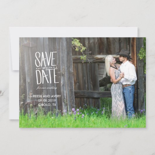 Rustic slaat de datum op save the date (Voorkant)