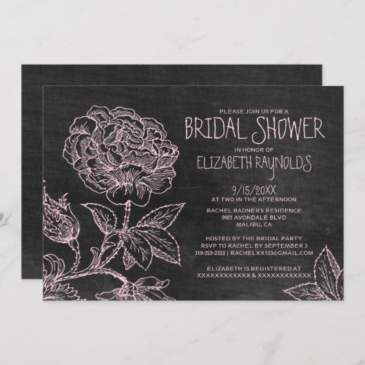Rustic Slate Bridal Shower Invitations Kaart (Voorkant / Achterkant)