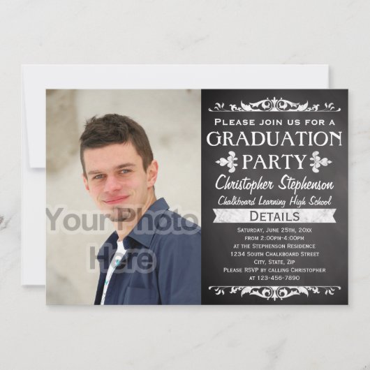 Rustic Slate  Custom Graduparty foto Kaart (Voorkant)