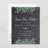 Rustic Slate Eucalyptus Greenery Save the Date Aankondigingskaart (Voorkant / Achterkant)