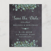 Rustic Slate Eucalyptus Greenery Save the Date Aankondigingskaart (Voorkant)