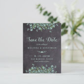 Rustic Slate Eucalyptus Greenery Save the Date Aankondigingskaart (Staand voorkant)