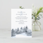 Rustic, Slate Gray Pine Trees Forest Wedding Kaart (Staand voorkant)