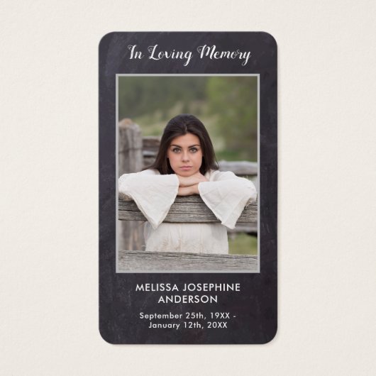 Rustic Slate Photo Sympathie Funeral Prayer Kaart (Voorkant)