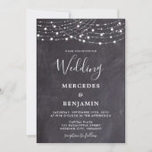 Rustic Slate String Lights Simple County Wedding Kaart (Voorkant)