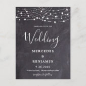Rustic Slate String Lights Simple County Wedding Uitnodiging Briefkaart (Voorkant)