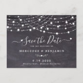 Rustic Slate String Lights Wedding Save the Date Aankondigingskaart (Voorkant)