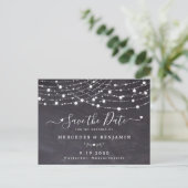Rustic Slate String Lights Wedding Save the Date Aankondigingskaart (Staand voorkant)