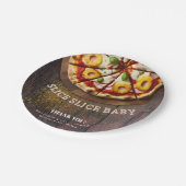Rustic Slice Pizza Baby shower Papieren Bordje (Gekanteld)