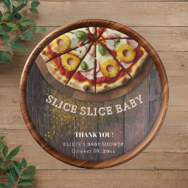 Rustic Slice Pizza Baby shower Papieren Bordje