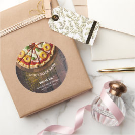 Rustic Slice Pizza Baby shower Ronde Sticker