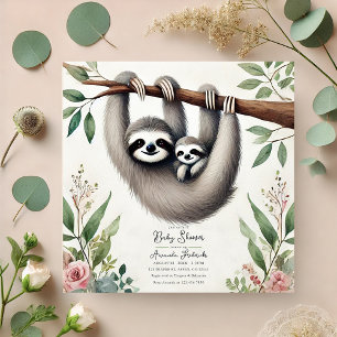 Rustic Sloth Baby shower Kaart
