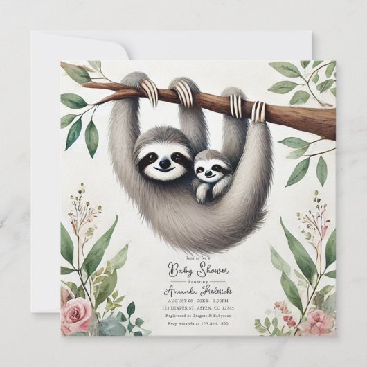 Rustic Sloth Baby shower Kaart (Voorkant)
