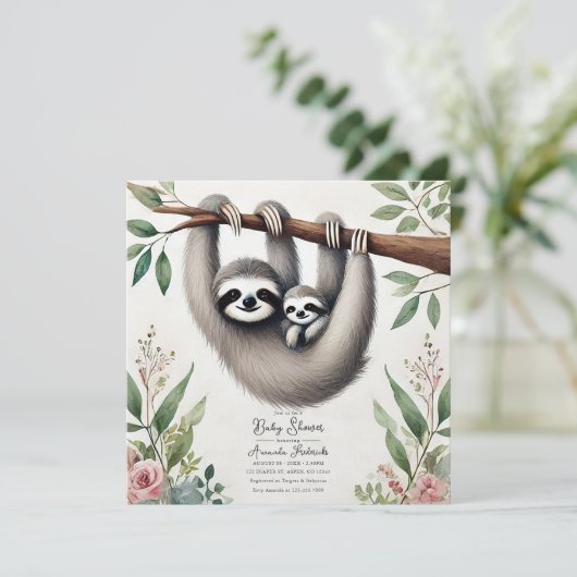 Rustic Sloth Baby shower Kaart (Staand voorkant)