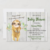 Rustic Sloth Baby shower Uitnodiging (Voorkant)