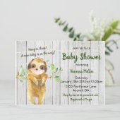 Rustic Sloth Baby shower Uitnodiging (Staand voorkant)
