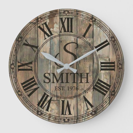 Rustic Smith Family wall Clock | Farmhouse Decor  Grote Klok (Voorkant)