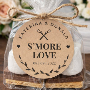 Rustic S'more Liefde Trouwkracht Ronde Sticker
