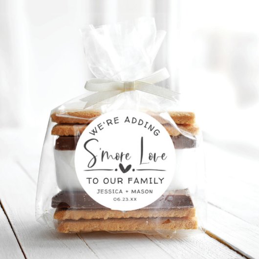 Rustic S'more Love Favor Ronde Sticker