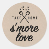 Rustic S'more Love Kraft Wedding Favor Ronde Sticker (Voorkant)