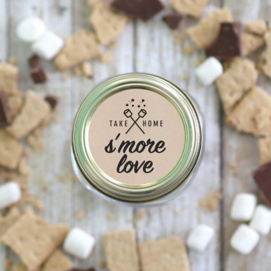 Rustic S'more Love Kraft Wedding Favor Ronde Sticker