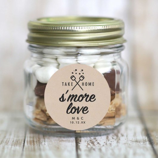Rustic S'more Love Kraft Wedding Favor Ronde Sticker