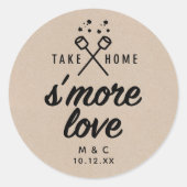 Rustic S'more Love Kraft Wedding Favor Ronde Sticker (Voorkant)