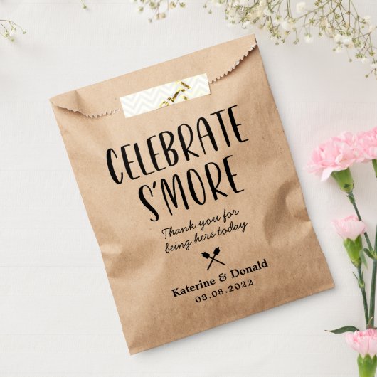Rustic S'more Love Wedding Favor Bag Bedankzakje (Gezegeld)