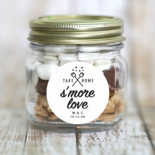 Rustic S'more Love Wedding Favor Classic Round Sti Ronde Sticker