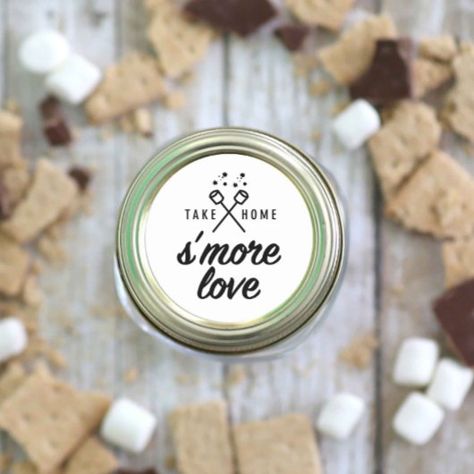 Rustic S'more Love Wedding Favor Ronde Sticker