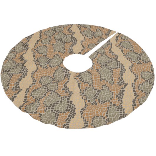 Rustic Snake Skin Camo Pattern Beige Brown Grey Kerstboom Rok (Gekanteld)