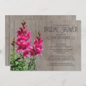 Rustic Snapdragon Bridal Shower-uitnodigingen Kaart (Voorkant / Achterkant)