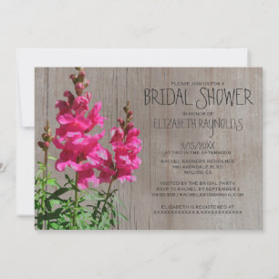Rustic Snapdragon Bridal Shower-uitnodigingen Kaart