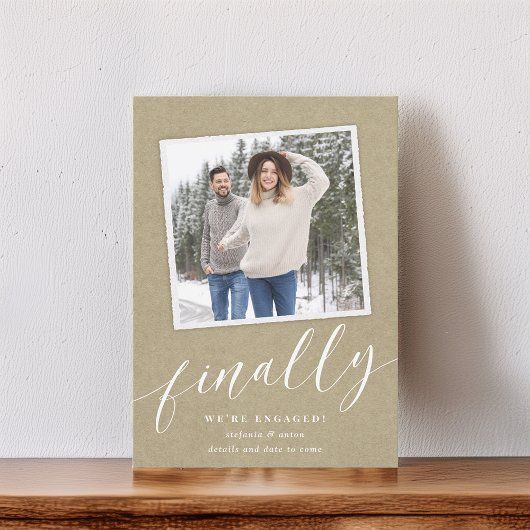 Rustic Snapshot Photo Verloving Aankondiging