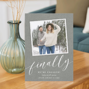 Rustic Snapshot Photo Verloving Aankondiging