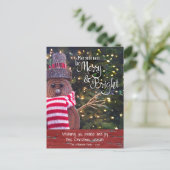 Rustic Sneeuwman Dagen Merry Bright Script Schatti Feestdagenkaart (Staand voorkant)
