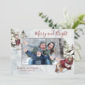 Rustic Sneeuwscène voor feestdagen met uw foto Feestdagenkaart (Staand voorkant)