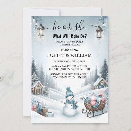 Rustic Snow Cold Ice Cozy Winter Geslacht Onthulle Kaart (Voorkant)