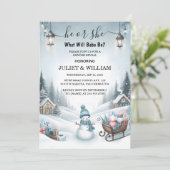 Rustic Snow Cold Ice Cozy Winter Geslacht Onthulle Kaart (Staand voorkant)