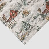 Rustic Snow Covered Farmhouse Winter Pattern Tissuepapier (Detail)