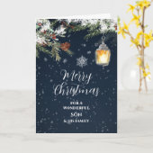 Rustic Snow Son & Family Vrolijk Kerstfeest Kaart (Gele Bloem)