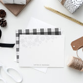 Rustic Snowfall - gepersonaliseerde schrijfbenodig Notitiekaartje