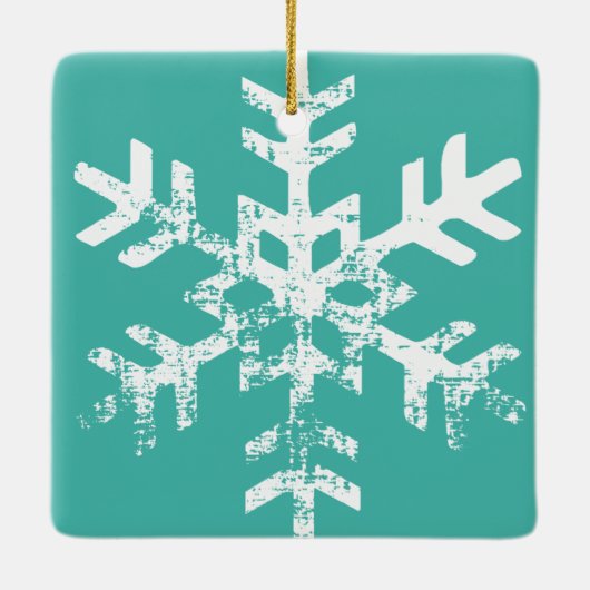 Rustic Snowflake Family Blauwgroen Keramisch Ornament (Achterkant)