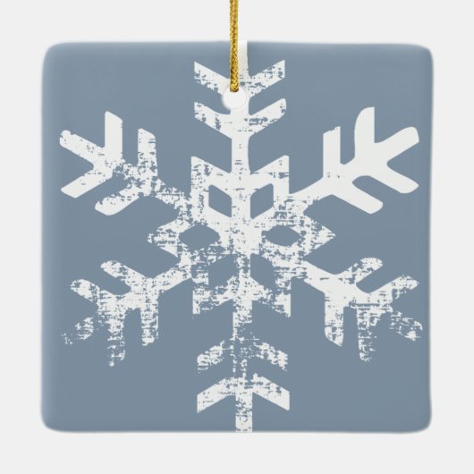 Rustic Snowflake Family Dusty Blue Keramisch Ornament (Achterkant)