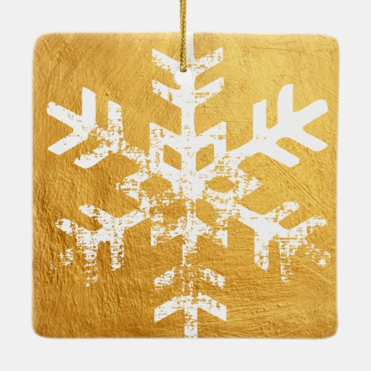Rustic Snowflake Family Gold Keramisch Ornament (Achterkant)